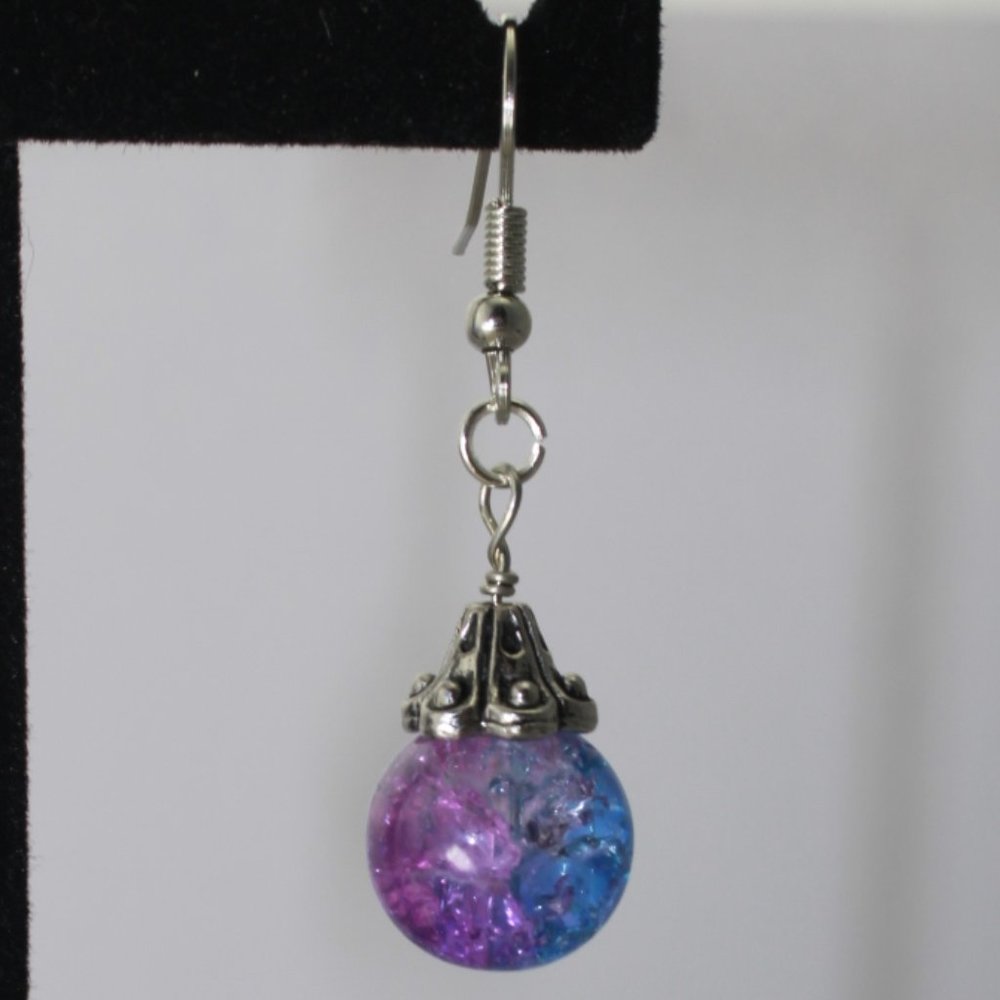 Purple/Blue Crackle Glass Earrings